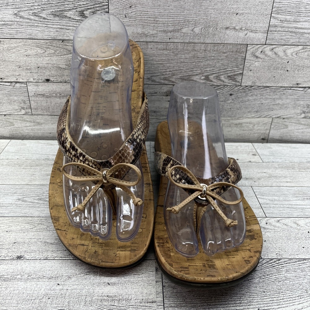 Vionic Cassie‎ Snakeprint Sandals Flip Flops Shoes Women Size 10